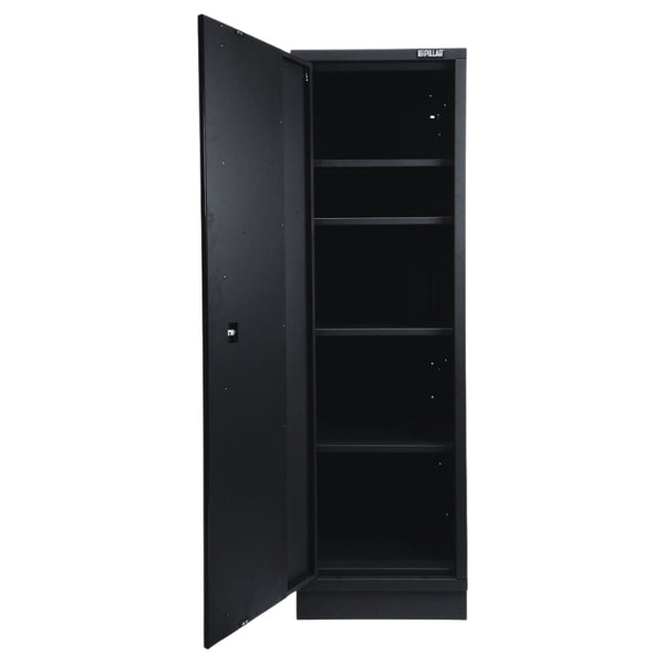Pillar modulaire werkplaatsinrichting met 2 hoge kasten en RVS werkblad, Midnight Black