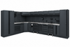 Pillar complete werkplaatsinrichting hoekopstelling met RVS werkblad, 569 x 328,5 cm, Midnight Black