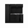 Pillar Modulaire Werkplaatsinrichting met Hoge Kast en RVS Werkblad – Modulair – Midnight Black