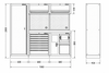 Pillar hoge kast hardhouten werkblad, maatvoering