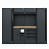 Pillar modulaire werkplaatsinrichting met 2 hoge kasten en hardhouten werkblad, Midnight Black