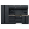 Pillar complete werkplaatsinrichting met hardhouten werkblad, 295,5 cm, Midnight Black