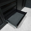 Pillar werkplaatsinrichting hardhout, detail geopende opbergla