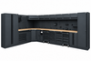 Pillar complete werkplaatsinrichting hoekopstelling met hardhouten werkblad, 569 x 328,5 cm, Midnight Black