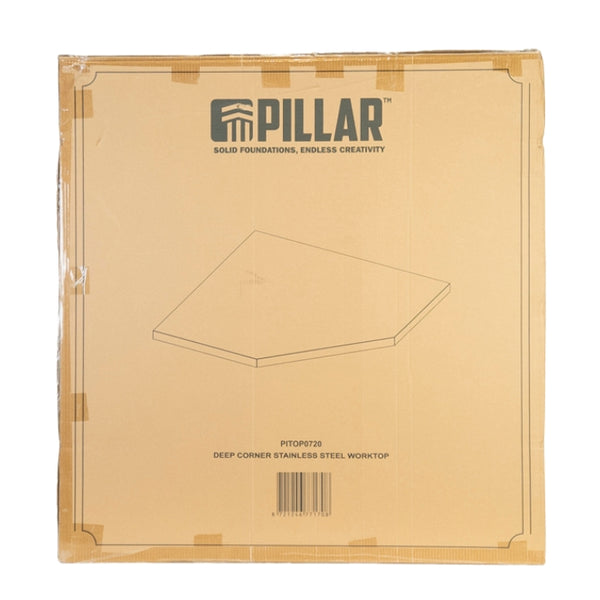 Pillar RVS Hoekwerkblad 860x860 mm – Diep Werkblad 38 mm